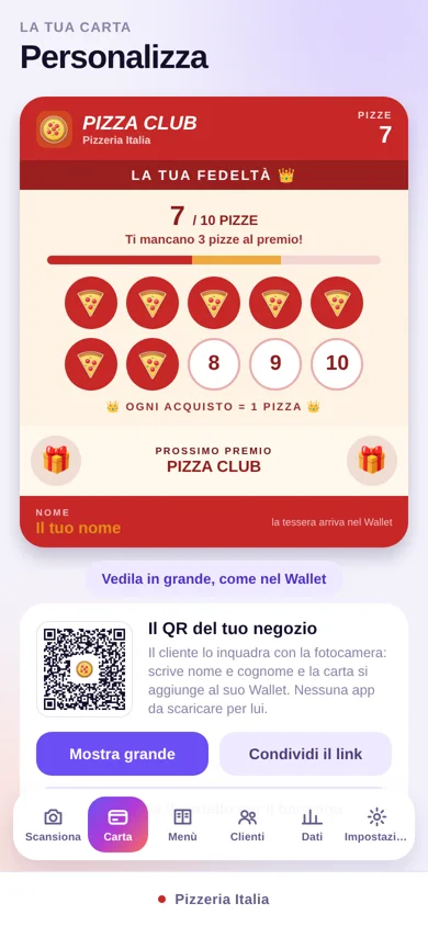 La scheda Carta dell'app