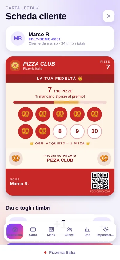 La scheda del cliente